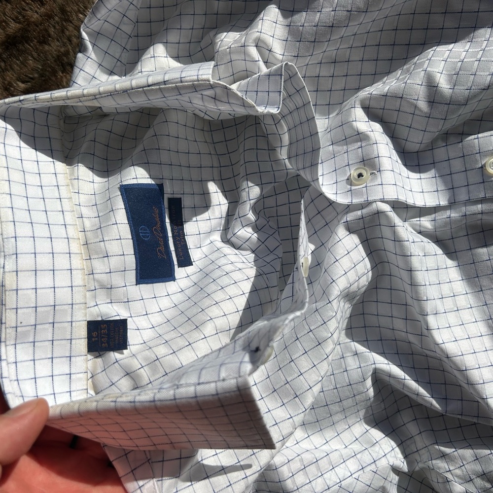 David don White Checkered Shirt